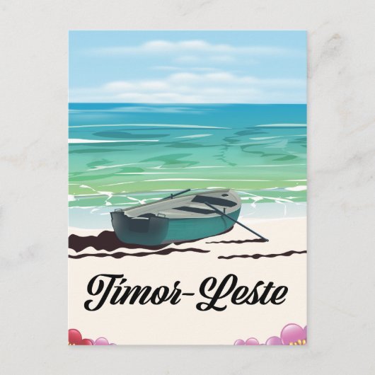 Retro-reisposter van Timor-Leste. Briefkaart (Voorkant)