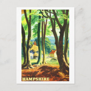 Retro reisposter voor Hampshire in Engeland Briefkaart