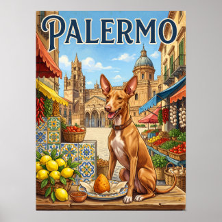 Retro Reisposters | Palermo Sicilië Oranje Hond Poster