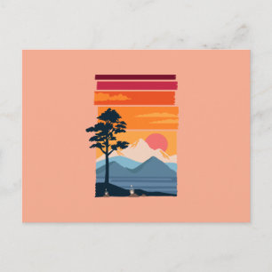 Retro Reisverlangen Zonsondergang Berg Natuur Scho Briefkaart