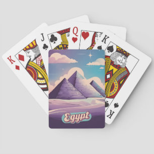 Retro Reizen 80s Synthwave Oude Egypte Piramide Pokerkaarten