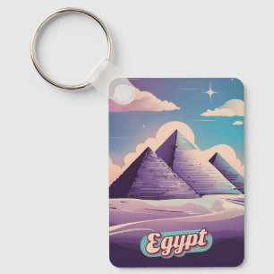 Retro Reizen 80s Synthwave Oude Egypte Piramide Sleutelhanger