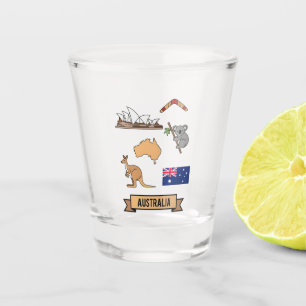Retro Reizen Australië Iconische Nationale Symbole Shot Glas