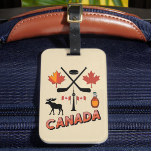 Retro Reizen Canada Iconische Nationale Symbolen Bagagelabel