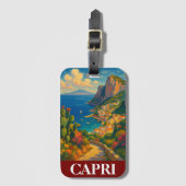 Retro Reizen Capri Italië landschap Bagagelabel (Voorkant (verticaal))