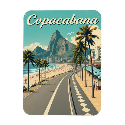 Retro Reizen - Copacabana Beach Magneet (Verticaal)