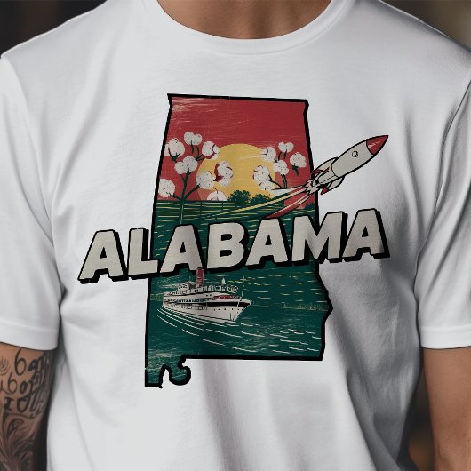 Retro Reizen Iconisch Alabama Graphic T-shirt