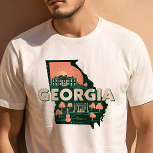 Retro Reizen Icoon Georgië Grafisch T-shirt