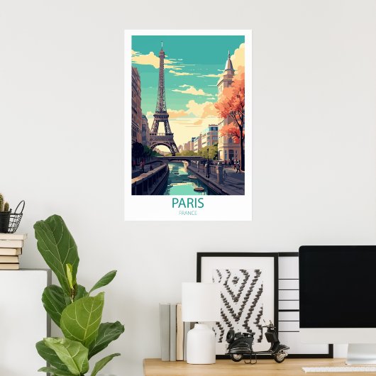 Retro Reizen Parijs Frankrijk Bestemming Wall Art Poster (Thuiskantoor)