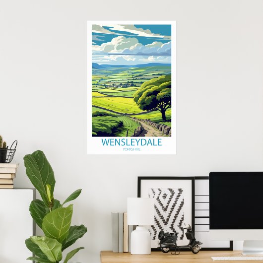 Retro Reizen Wensleydale Yorkshire Wall Art Poster (Thuiskantoor)