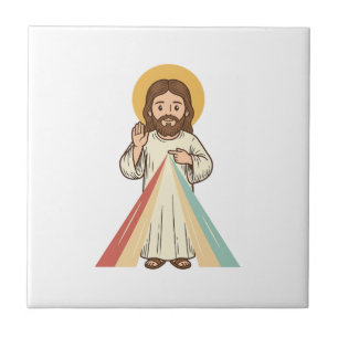 Retro Religieuze Zegen Vector T-shirt Ontwerp_1 Tegeltje