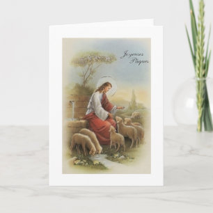 Retro Religious French Joyeuse Pasen Easter Card Feestdagen Kaart