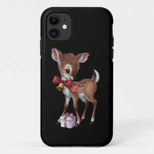 Retro  rendier Roze Kerst Baby Herten iPhone 11 Hoesje