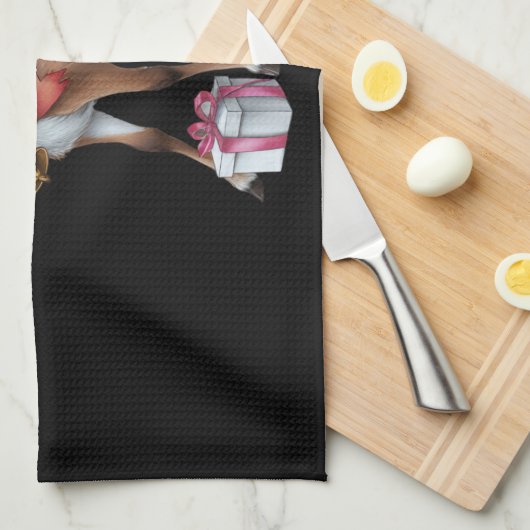 Retro rendier Roze Kerst Baby Herten Theedoek (Quarter Fold)