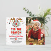 Retro rendieren Kerstmis Verjaardagsfeestfoto Kaart (Staand voorkant)