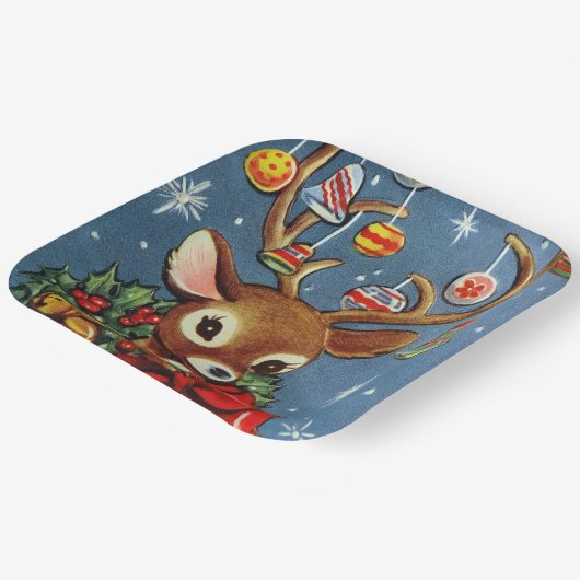 Retro  rendierfeest bord (Gebogen)