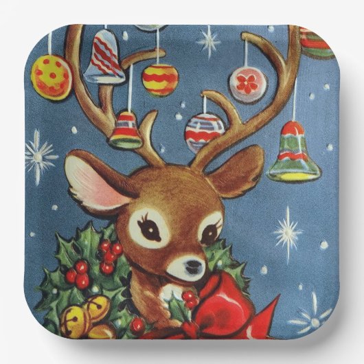 Retro  rendierfeest bord (Voorkant)