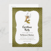 Retro  rendierfeest uitnodiging briefkaart (Voorkant / Achterkant)