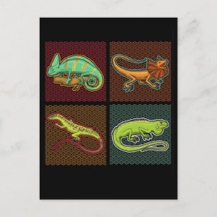 Retro Reptiles Lizard Chameleon Iguana Briefkaart