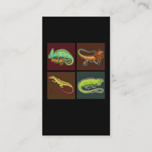 Retro Reptiles Lizard Chameleon Iguana Visitekaartje (Voorkant)