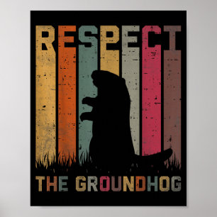 Retro Respect De Bosmarmot Woodchuck Dier Grond Poster