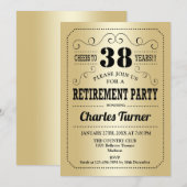 Retro Retirement Party - Gold Black Kaart (Voorkant / Achterkant)