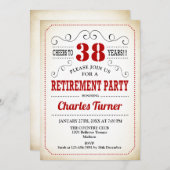 Retro Retirement Party - Red Cream White Kaart (Voorkant / Achterkant)