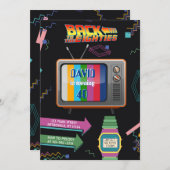 Retro Retour aux années 80 Anniversaire Invitation (Devant / Derrière)