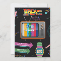 Retro Retour aux années 80 Anniversaire Invitation