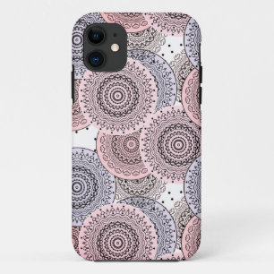 Retro, retro patroon, beige, grijs elegant iPhone 11 hoesje