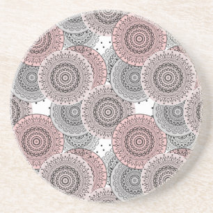 Retro, retro patroon, blauw en roze, elegant zandsteen onderzetter