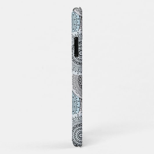 Retro, retropatroon, blauw en grijs, elegant Case-Mate iPhone case (Achterkant/rechts)