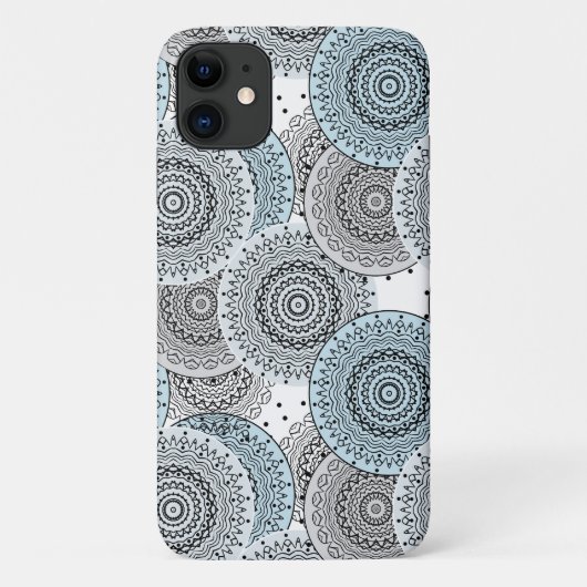 Retro, retropatroon, blauw en grijs, elegant Case-Mate iPhone case (Achterkant)