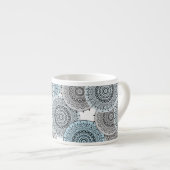 Retro, retropatroon, blauw en grijs, elegant espresso kop (Voorkant rechts)