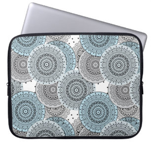 Retro, retropatroon, blauw en grijs, elegant laptop sleeve