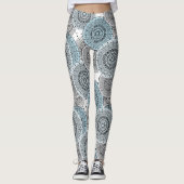 Retro, retropatroon, blauw en grijs, elegant leggings (Voorkant)