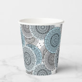 Retro, retropatroon, blauw en grijs, elegantbad papieren bekers (Achterkant)