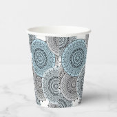 Retro, retropatroon, blauw en grijs, elegantbad papieren bekers (Rechts)