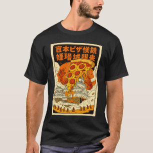 Retro Reusachtig Pizzamonster Valt Himeji Kasteel T-shirt