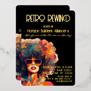 Retro Rewind Gold Christmas Party Invitation