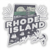 Retro Rhode Island State Car Sticker (Voorkant)