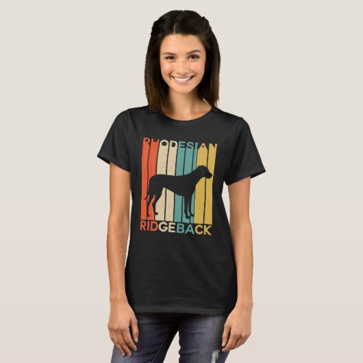 Retro  Rhodesian Ridgeback Silhouette Dog T-shirt (Voorkant volledig)