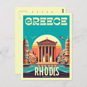 Retro Rhodos City - Griekenland vakantiereis gesch Briefkaart