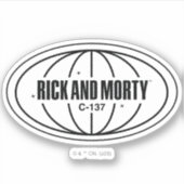 Retro Rick en Morty C-137 Dimension-badge Sticker (Voorkant)
