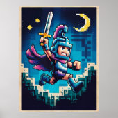 Retro Ridder Gepixeliseerd Poster (Voorkant)