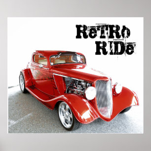 Retro Ride - Antiek Klassiek Rood Poster