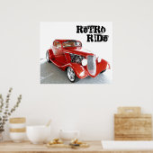 Retro Ride - Antique Classic Red Car Poster (Cuisine)