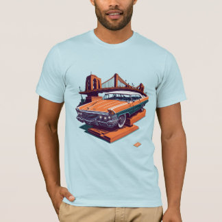 Retro Ride op de Queens Bridge: Klassieke Cadillac T-shirt