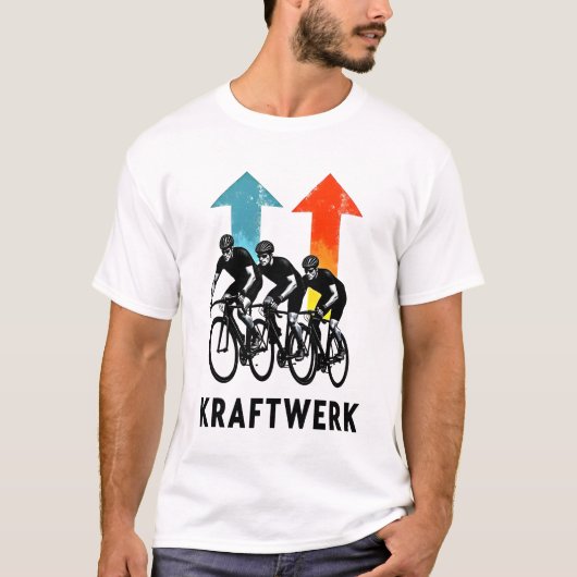Retro Ride Revolution: Kraftwerk Cycling Crew T-sh T-shirt (Voorkant)