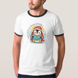 Retro Ringer Penguin Reader Sporty Cotton Tee T-shirt